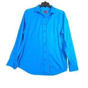 Alfani Men's Dress Shirt XL 17-17.5 36-37 Bright Blue Slim Fit Stretch Business